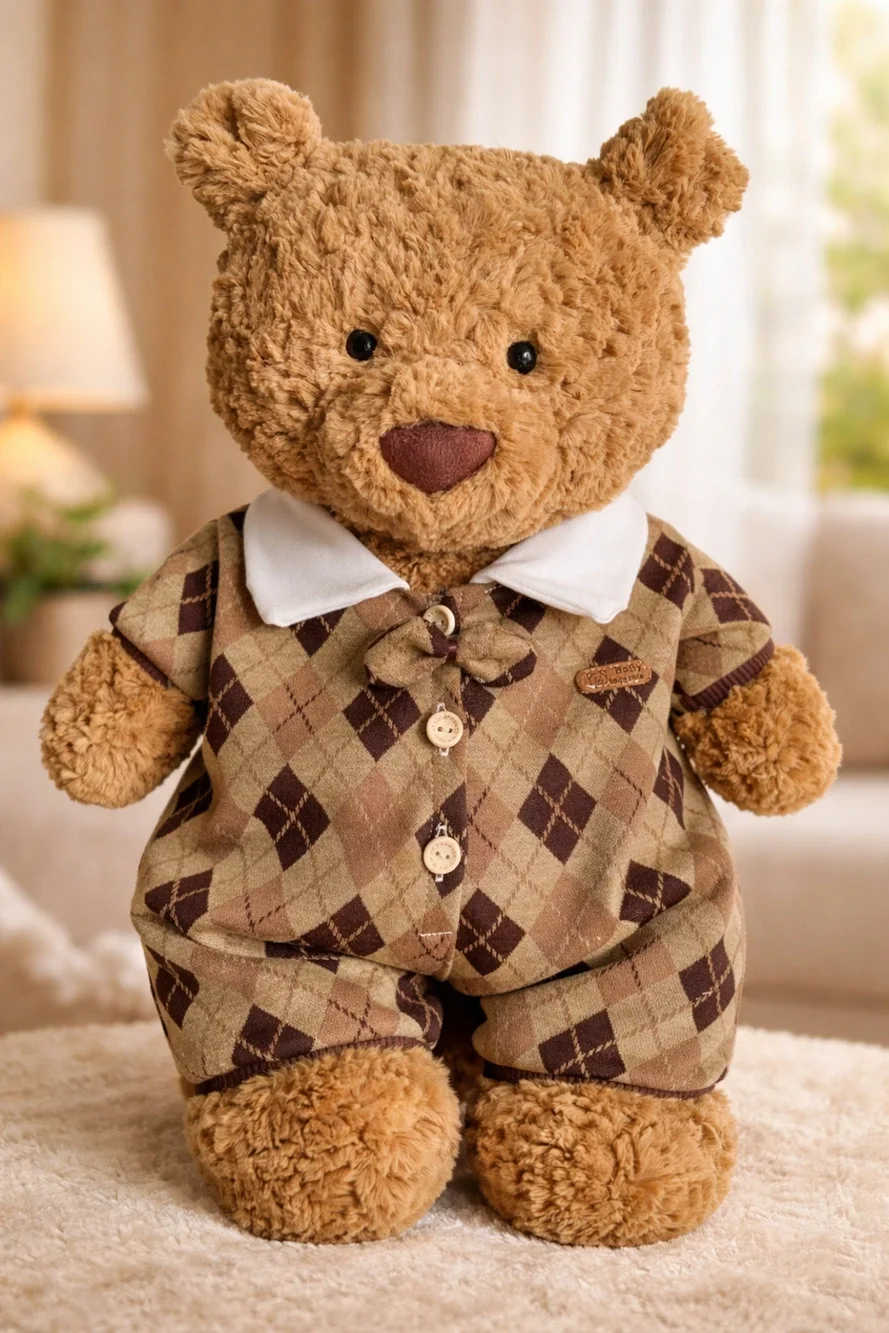 Bartholomew bear cute clothes outfits - Brown Argyle Knit Romper[TTM-13-14IN]